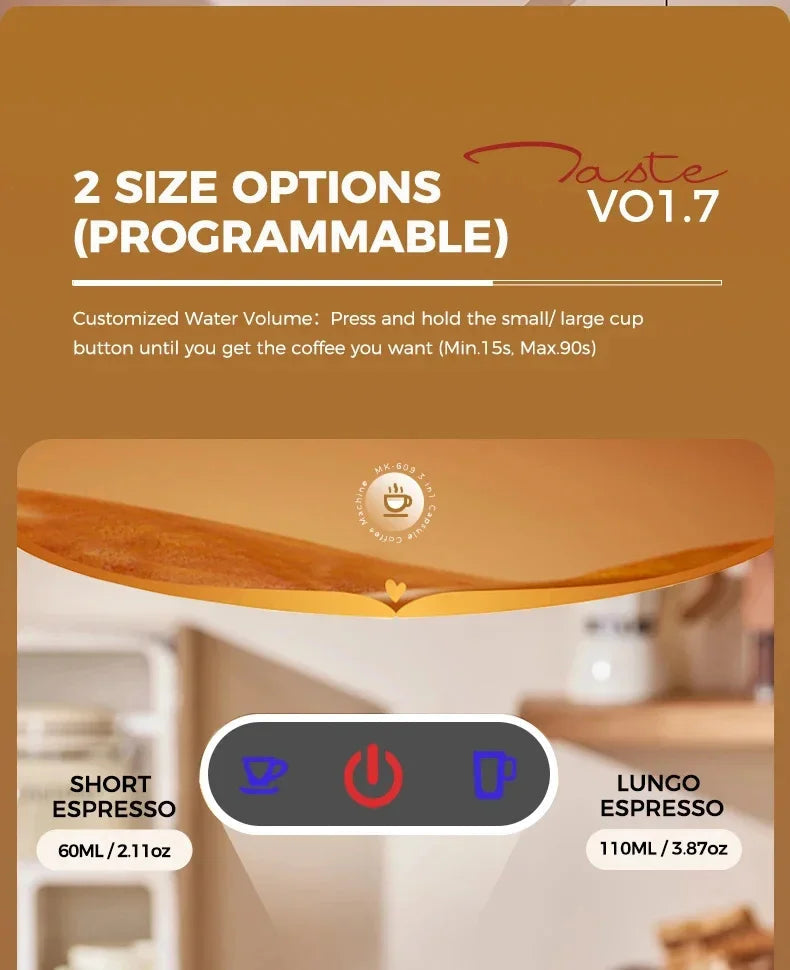 Compact 3in1 Nespresso Capsule Espresso Maker - Fully Automatic 220V 19Bar Julia M LifeStyles