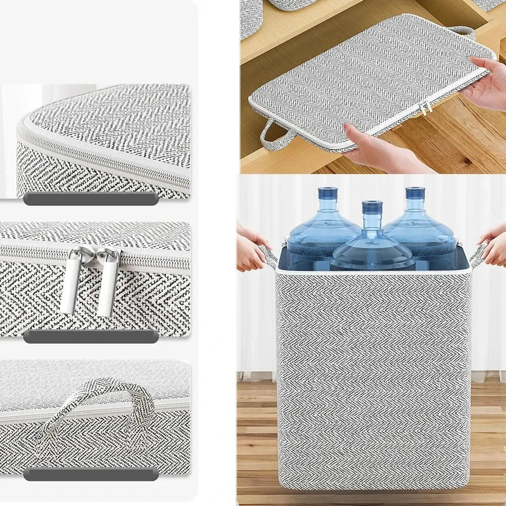 Non-woven Quilt Storage Bag with Lids Zipper Foldable Clothes Quilt Bins Container Large Capacity Dust-proof Bag Organize - Julia M LifeStyles