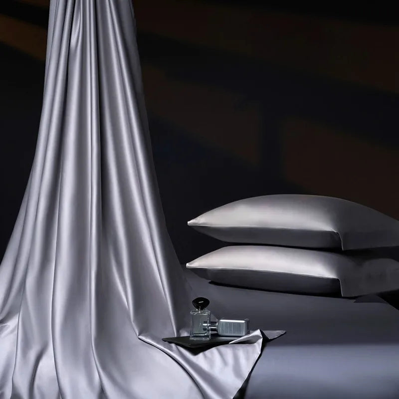 Luxury 100% Egyptian Cotton Reversible Duvet Cover Set - Silver & Purple Julia M LifeStyles