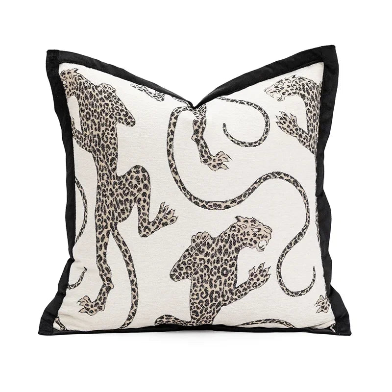 Modern simple black and white pillow cover living room sofa high-end backrest model room leopard jacquard cushion cover Julia M LifeStyles