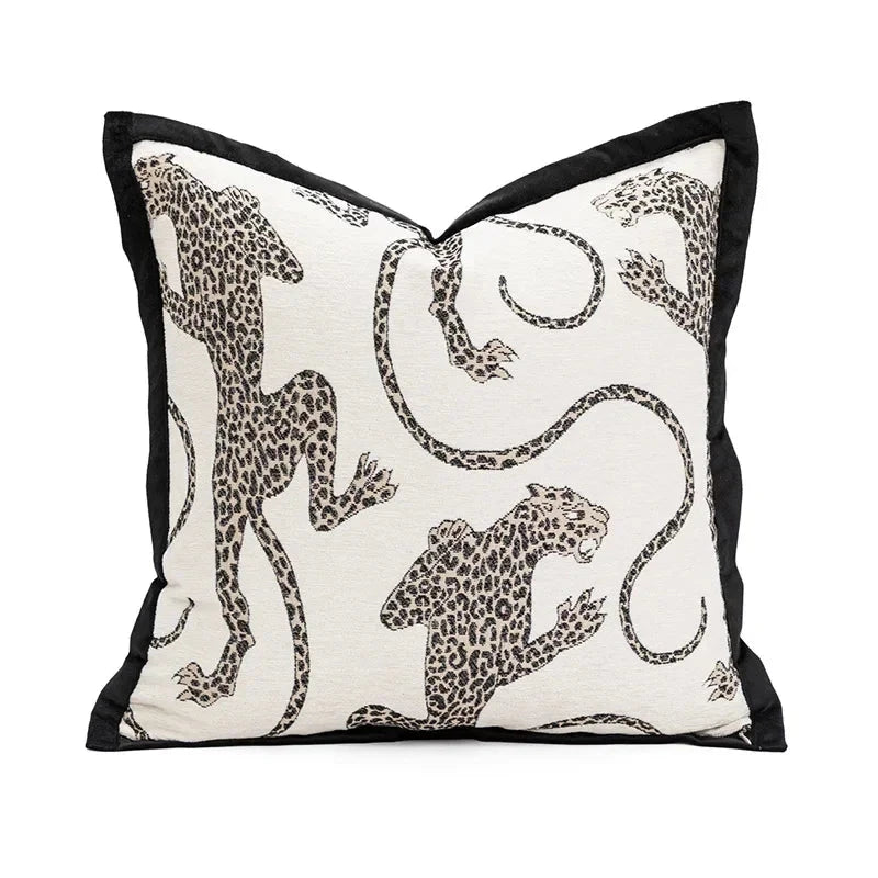 Modern simple black and white pillow cover living room sofa high-end backrest model room leopard jacquard cushion cover Julia M LifeStyles