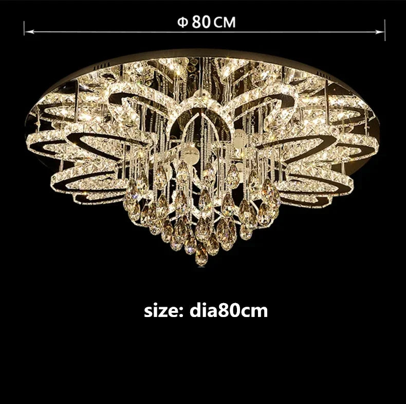 LED Modern Crystal Stainless Steel Round Dimmable RGB Chandelier