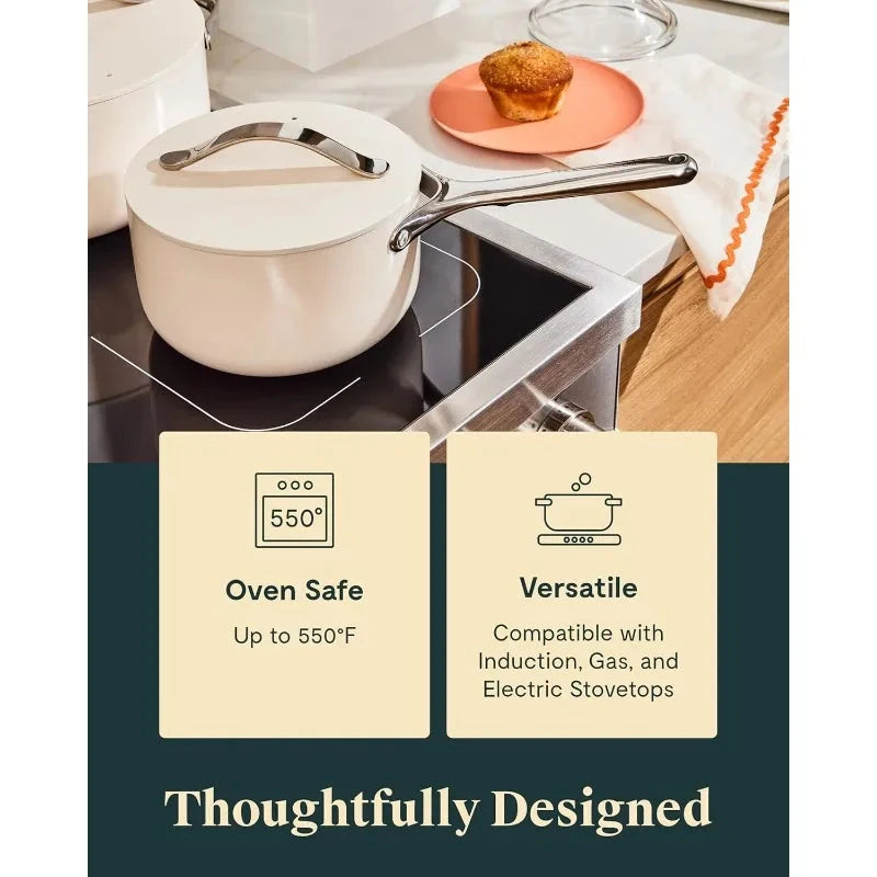 Sauce Pan with Lid (3 qt) - Non Toxic, PTFE & PFOA Free - Oven Safe & Compatible with All Stovetops (Ga Julia M Home & Kitchen