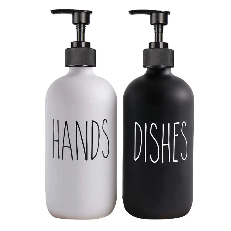 Elegant 500ml Black Dish Soap Dispenser Set with Refillable Pump for Farmhouse Chic Décor Julia M LifeStyles
