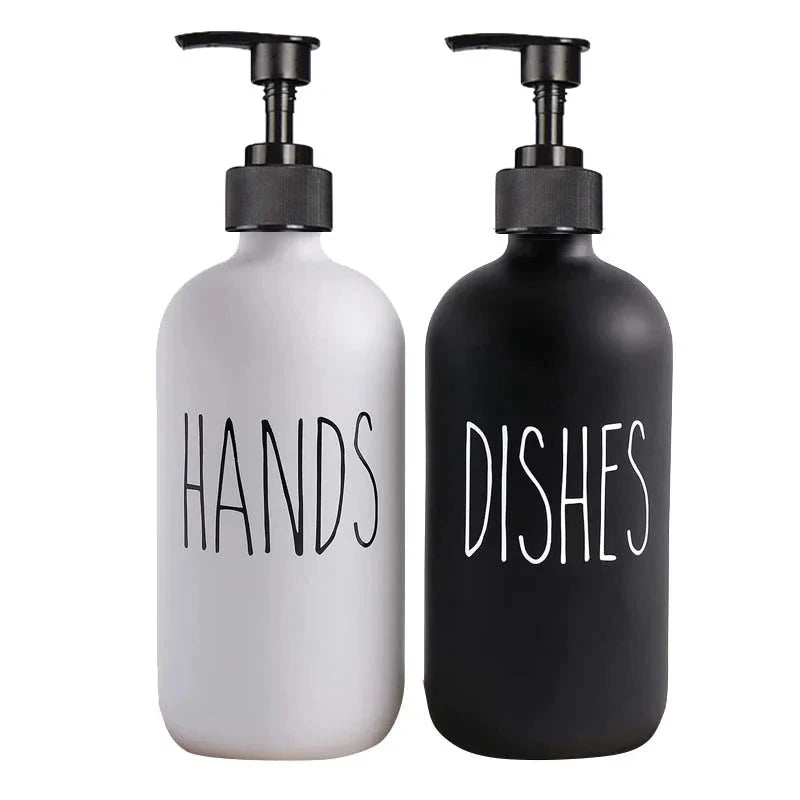 Elegant 500ml Black Dish Soap Dispenser Set with Refillable Pump for Farmhouse Chic Décor Julia M LifeStyles