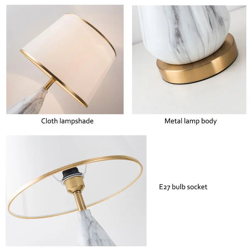 Metal Bedroom Bedside Lamp Modern Simple Cloth Cover Decorative Desk Lamp Nordic Hotel Living Room Office Reading Lamp