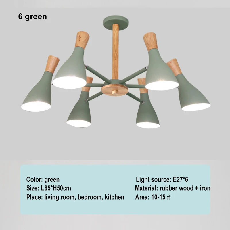 Scandinavian Ceiling Chandelier Living Room LED Chandelier Bedroom Wooden Ceiling Lights Kitchen 220V Interior Decor Lighting - Julia M LifeStyles