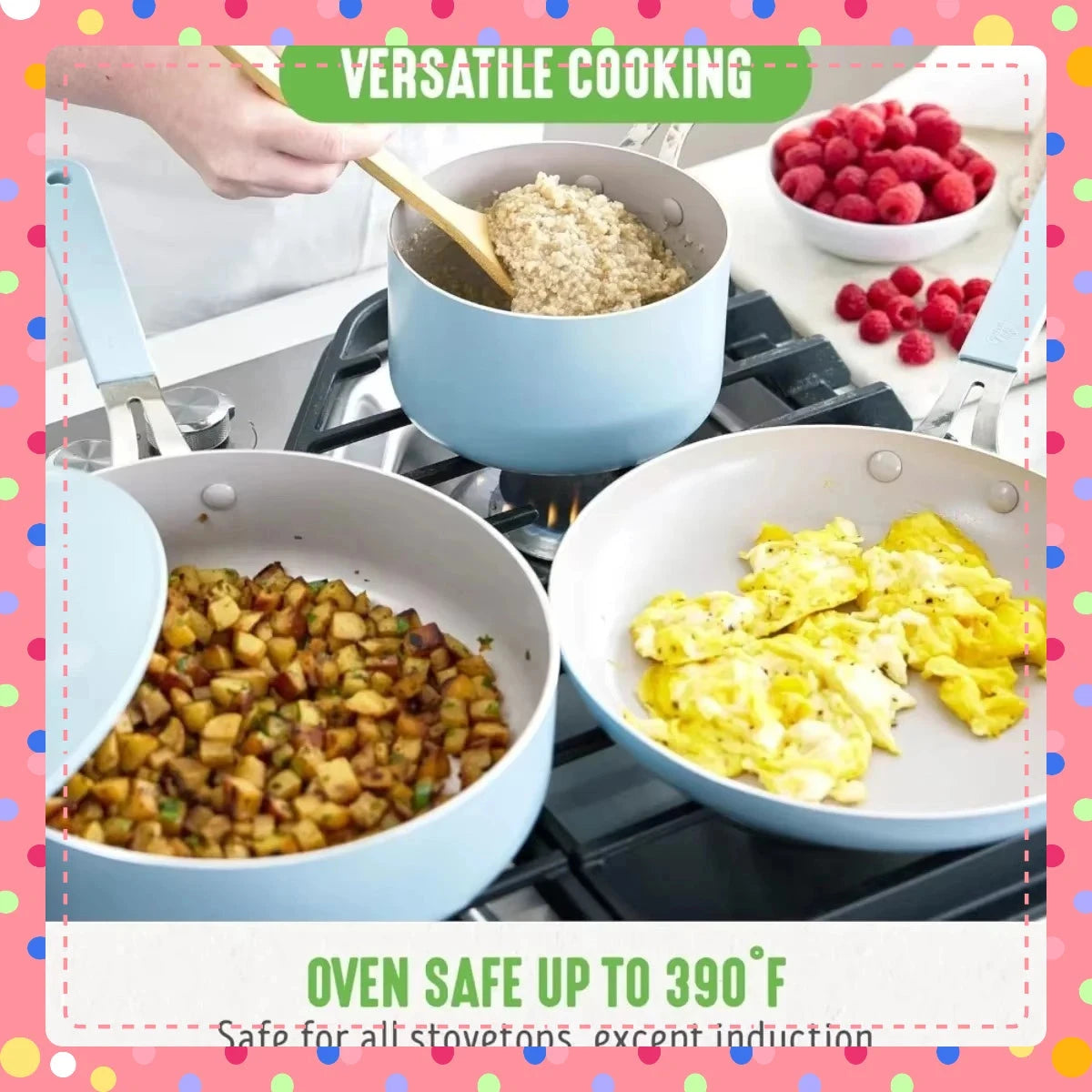 Blue Haze 10-Piece PFAS-Free Nonstick Ceramic Cookware Set Julia M LifeStyles