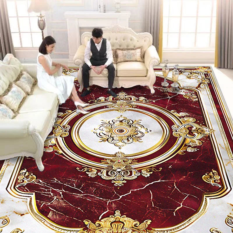 European Style Luxury Living Room Carpet - Red Retro Design - Julia M LifeStyles