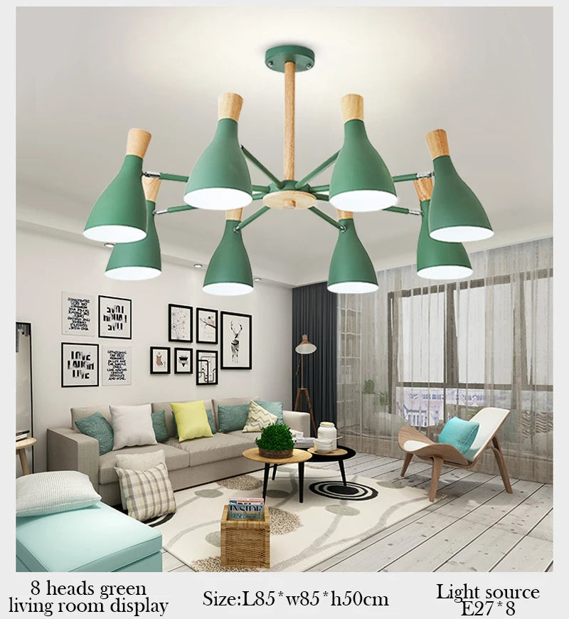 Scandinavian Ceiling Chandelier Living Room LED Chandelier Bedroom Wooden Ceiling Lights Kitchen 220V Interior Decor Lighting - Julia M LifeStyles