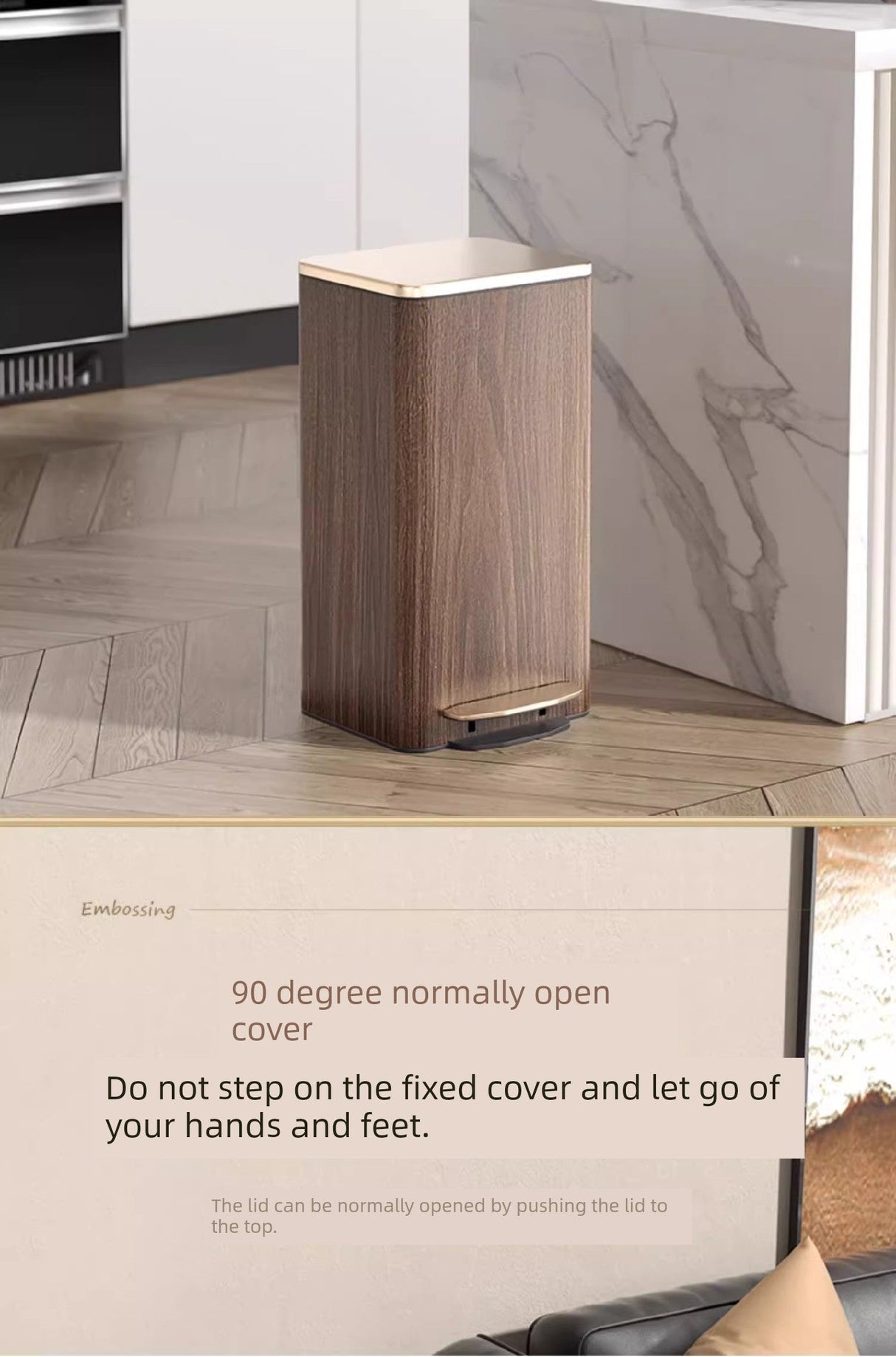 Sleek Leather Exterior German Foot-Pedal Trash Can - 12L -30L Luxury Design for Home & Office Julia M LifeStyles