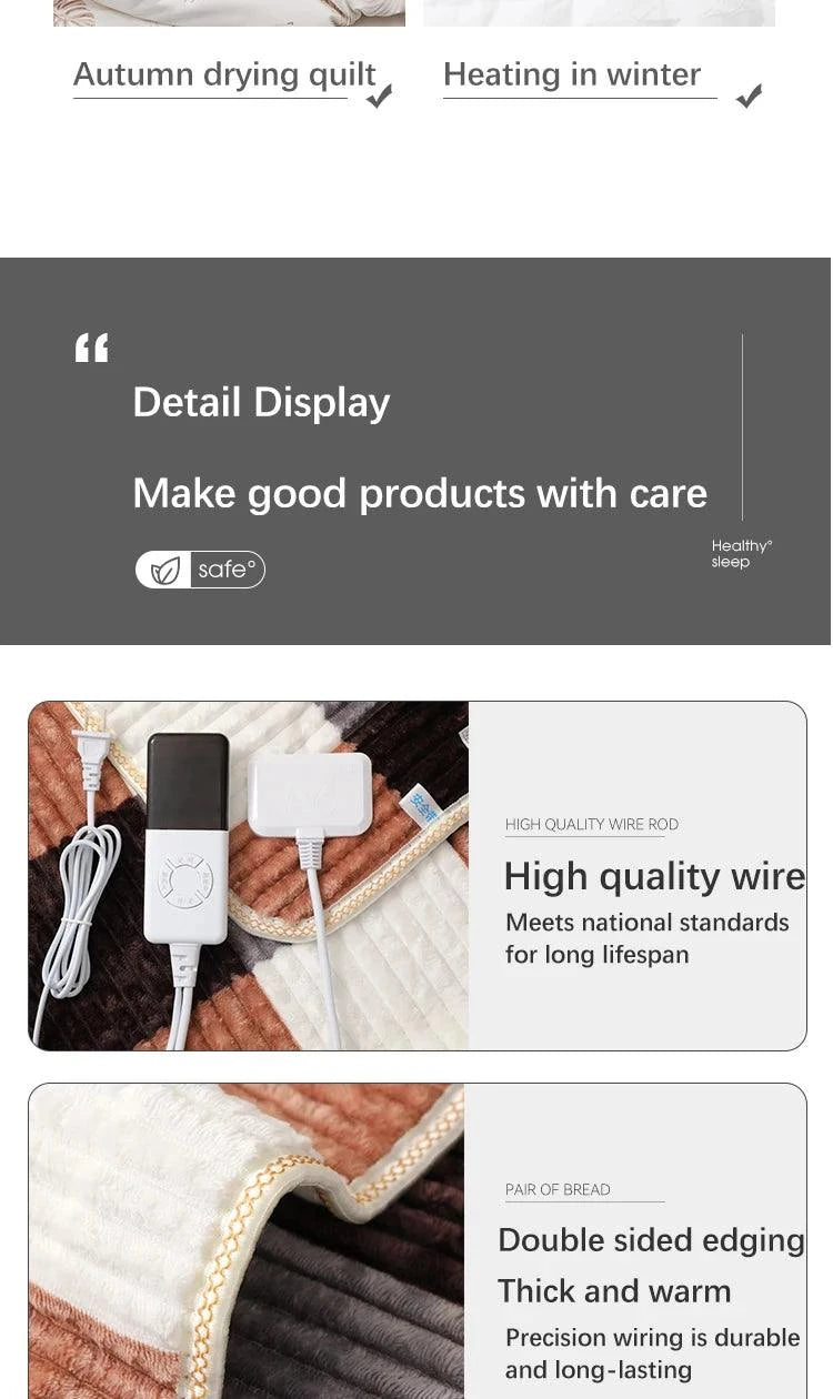 Smart Electric Heating Blanket with Automatic Thermostat - Julia M LifeStyles