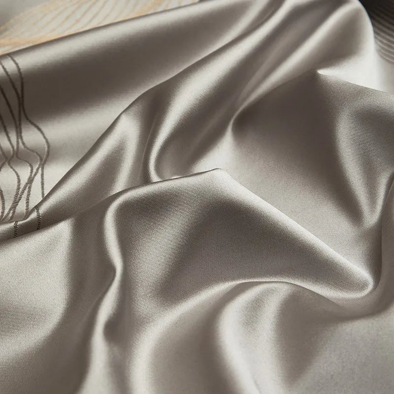 Silk - Like Satin 4 - Piece Duvet Cover Set with Double Stitching & Pillowcases - Julia M LifeStyles