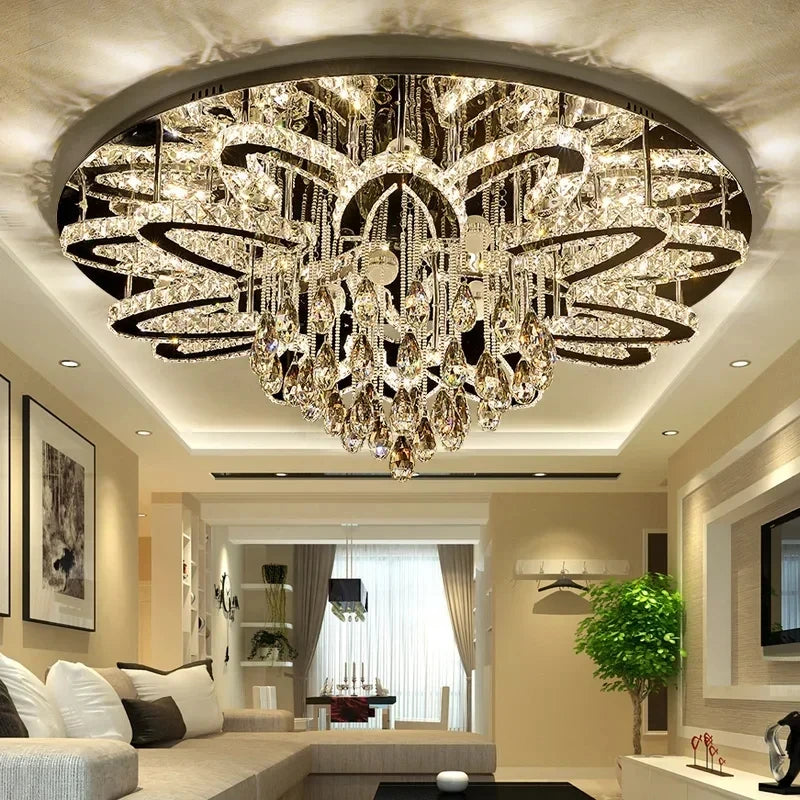 LED Modern Crystal Stainless Steel Round Dimmable RGB Chandelier