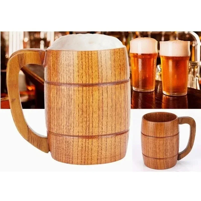 Wooden Beer Cup Retro Big Capacity Tea Water Classic Wood Drinking Mug - Julia M LifeStyles