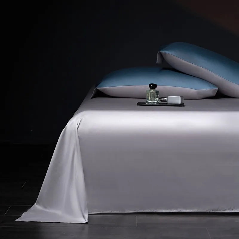 Luxury 100% Egyptian Cotton Reversible Duvet Cover Set - Silver & Purple Julia M LifeStyles