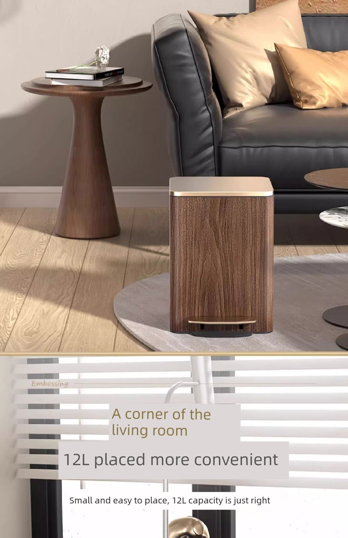 Sleek Leather Exterior German Foot-Pedal Trash Can - 12L -30L Luxury Design for Home & Office Julia M LifeStyles