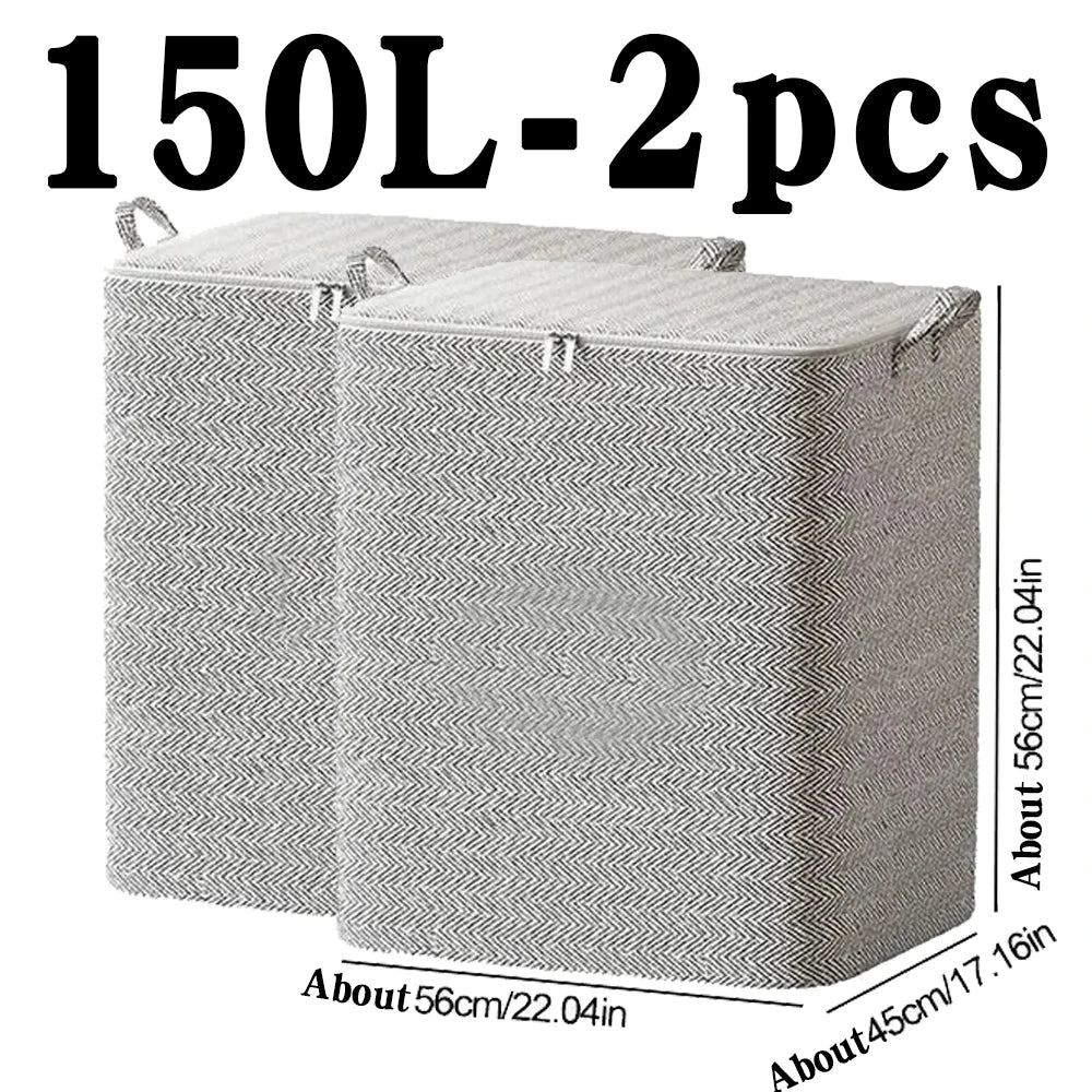 Non-woven Quilt Storage Bag with Lids Zipper Foldable Clothes Quilt Bins Container Large Capacity Dust-proof Bag Organize - Julia M LifeStyles