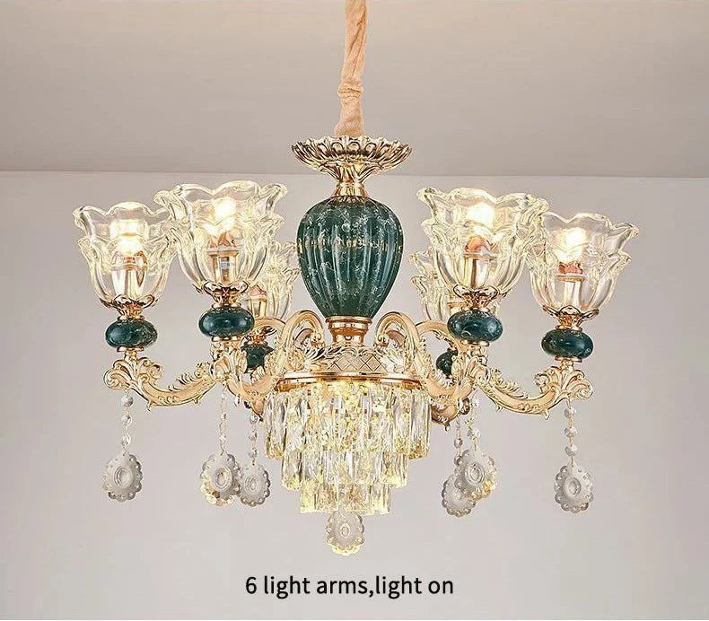 LED Crystal Ceramic Retro Ceiling Chandelier - European Style Luxury Lamp - Julia M LifeStyles