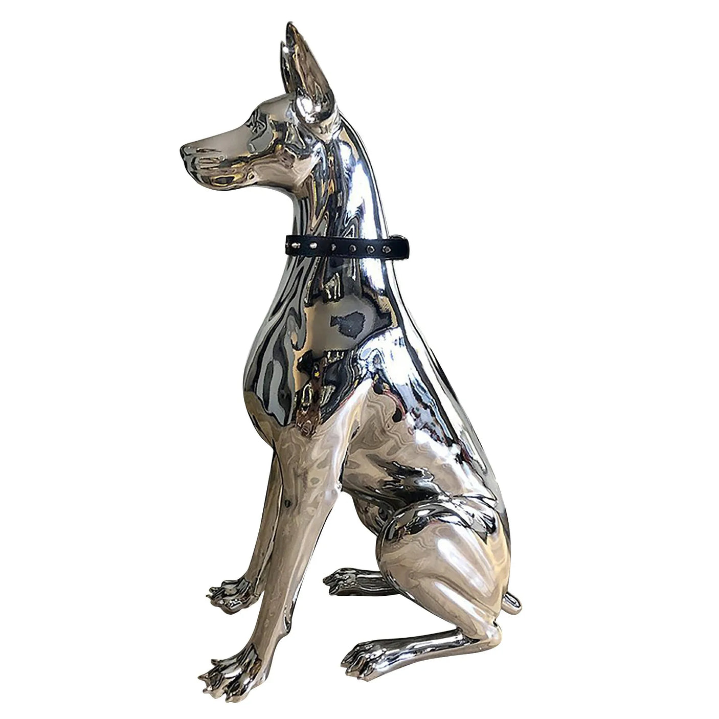 Home Decor Watchdog Chrome Doberman Sculpture – Elegant Resin Figurine