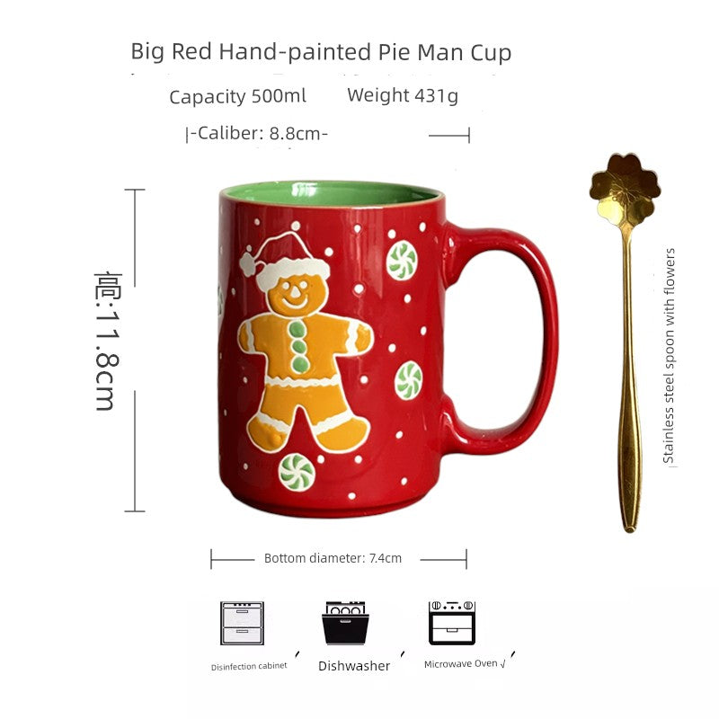 Vintage Floral Hand-Painted Ceramic Water Cup with Spoon Julia M Home & Kitchen