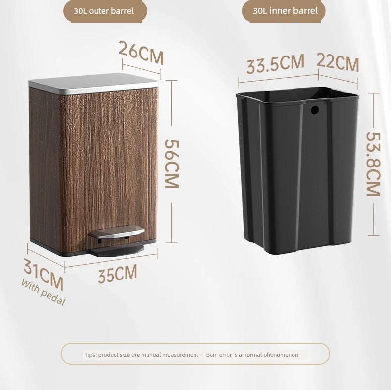 Sleek Leather Exterior German Foot-Pedal Trash Can - 12L -30L Luxury Design for Home & Office Julia M LifeStyles