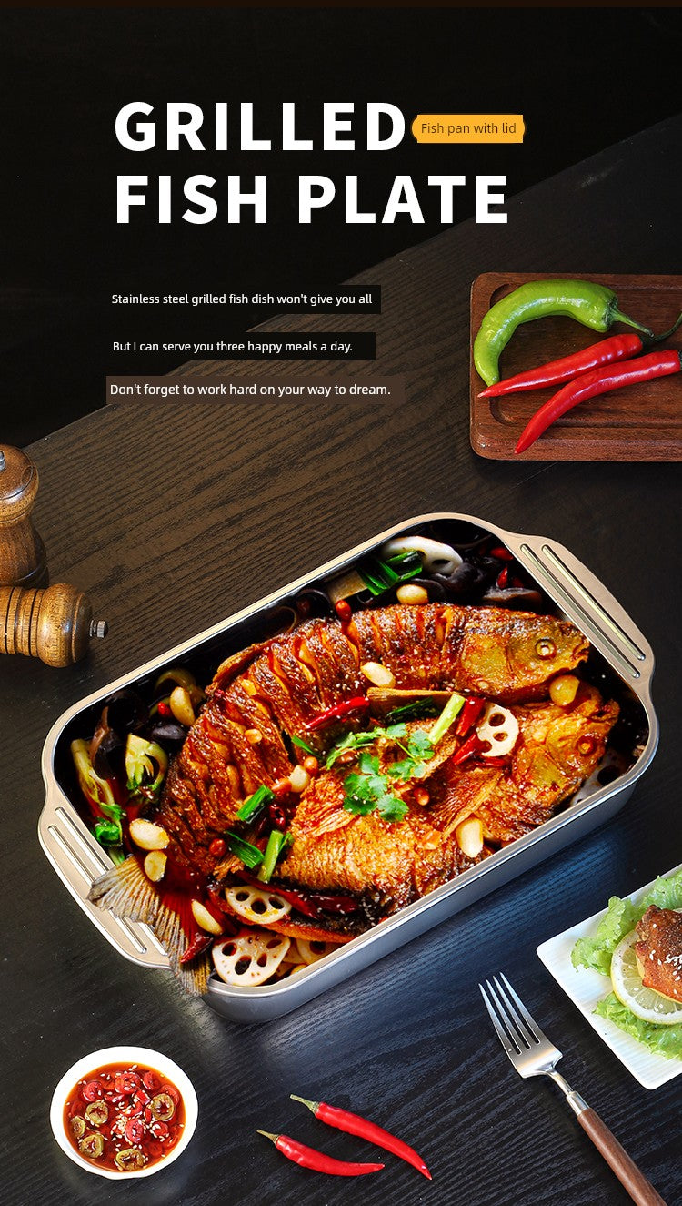Grilled Fish Dish Extra Thick Oven Binaural Rectangular Stainless Steel Julia M LifeStyles