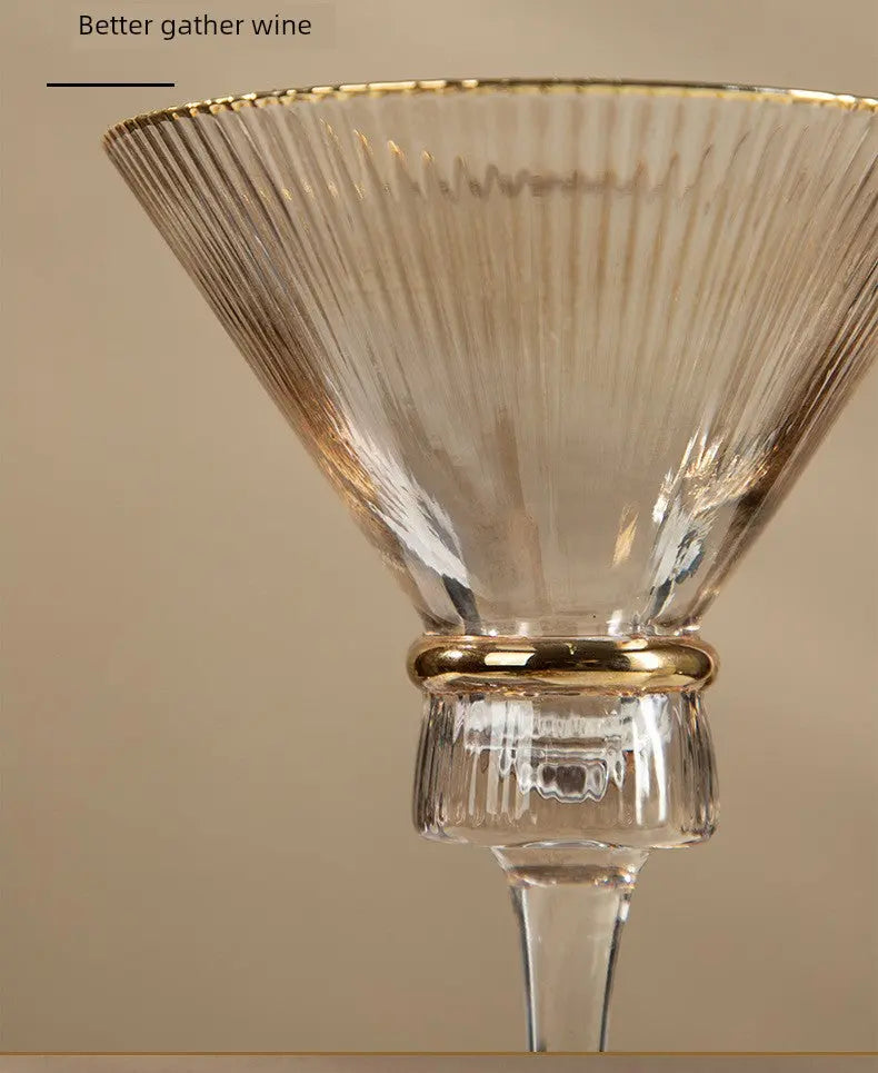 Vertical Grain Gold Waistline Goblet Champagne Glass Cocktail Glass Vertical Grain Water Cup Suit Electroplated Gold Creative Wine Ware Julia M Home & Kitchen