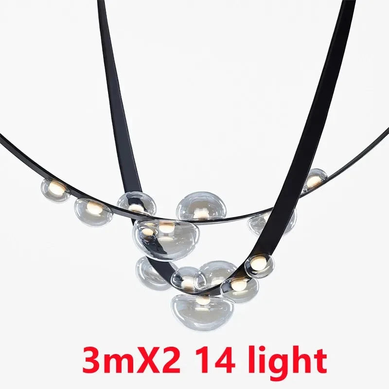 2025 Modern WaterDrop Leather LED Pendant LampsBelt Glass Ball Ceiling Chandelier Home Decor Hall Villa Living Lighting Fixture Julia M LifeStyles