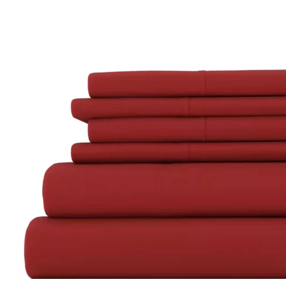 6-Piece Solid Microfiber Queen Sheet Set