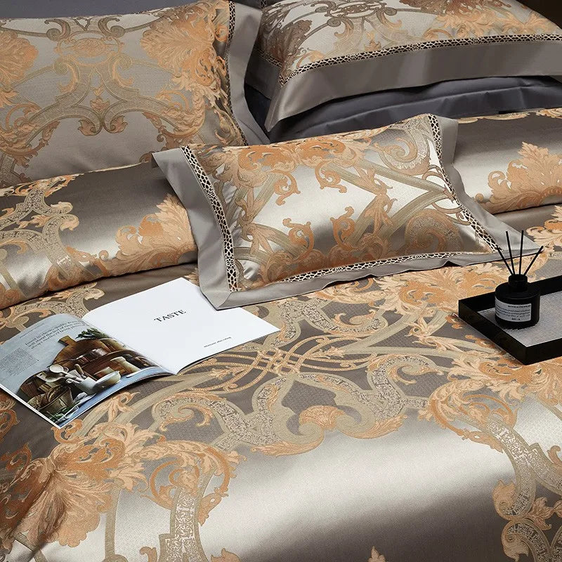 Silk-Like Satin 7-Piece Duvet Cover Set with Double Stitching & Pillowcases - Julia M LifeStyles