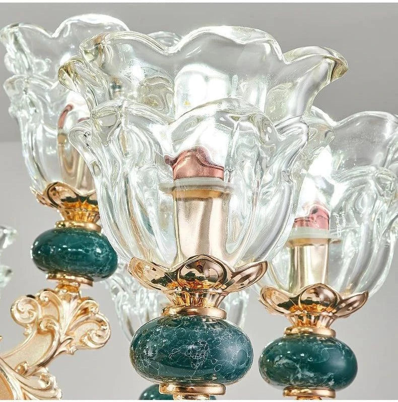 LED Crystal Ceramic Retro Ceiling Chandelier - European Style Luxury Lamp - Julia M LifeStyles