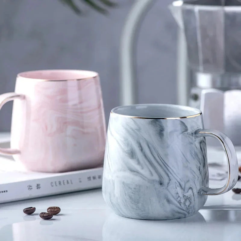 Nordic Marbled Ceramic Mug with Gold Rim Julia M LifeStyles