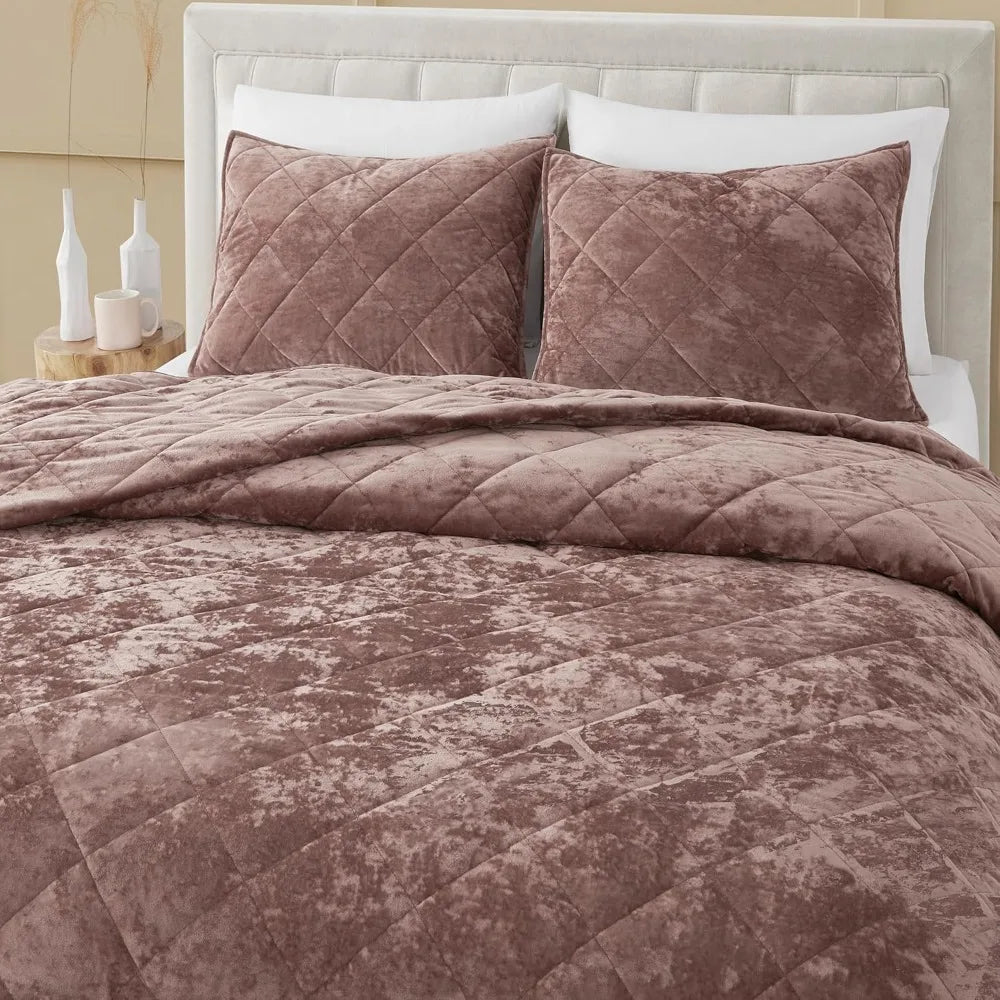 Ultra Soft Luxury Velvet Quilt Set - Queen Size Oversized Comforter for Summer Julia M LifeStyles
