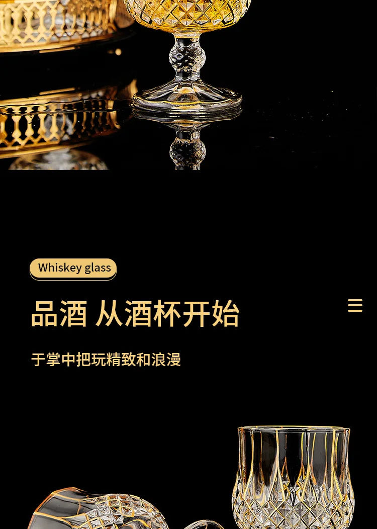 High-end European classical crystal glass liquor bottle foreign wine glass household whiskey glass set spirits glass wine set Julia M LifeStyles