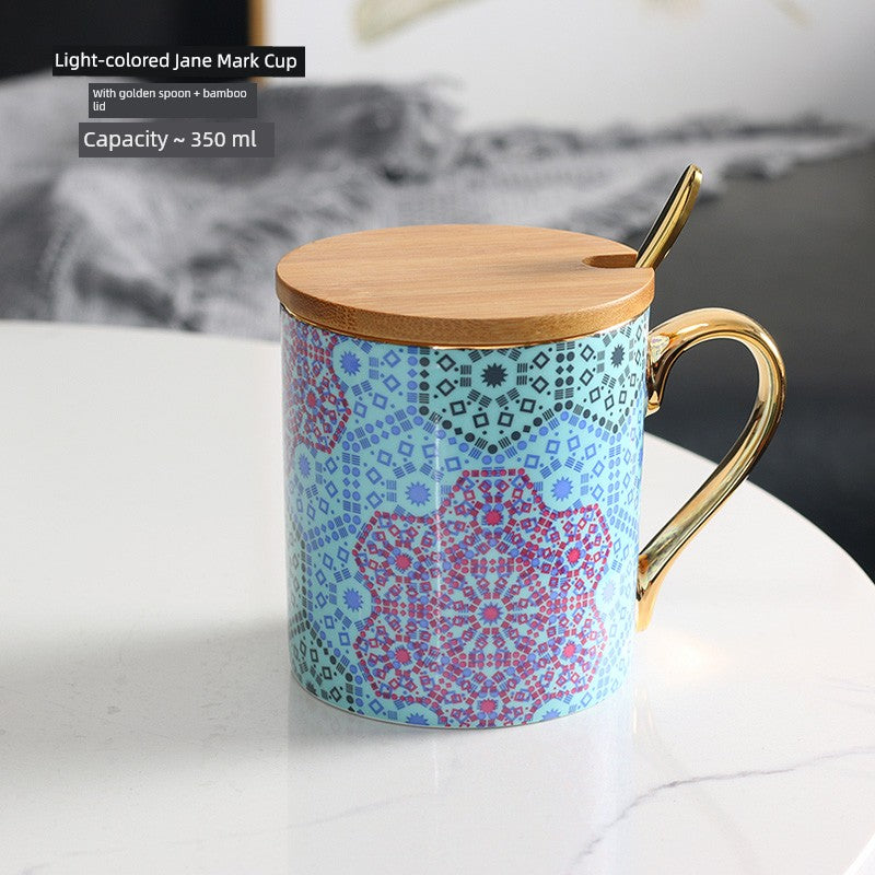 Florence Exquisite European-Style Bone China Mug with Lid and Spoon Julia M LifeStyles