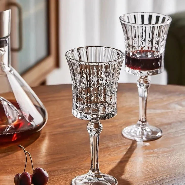 Crystal Elegance Red Wine Glass Set with Silk Iceberg Decanter Julia M Home & Kitchen