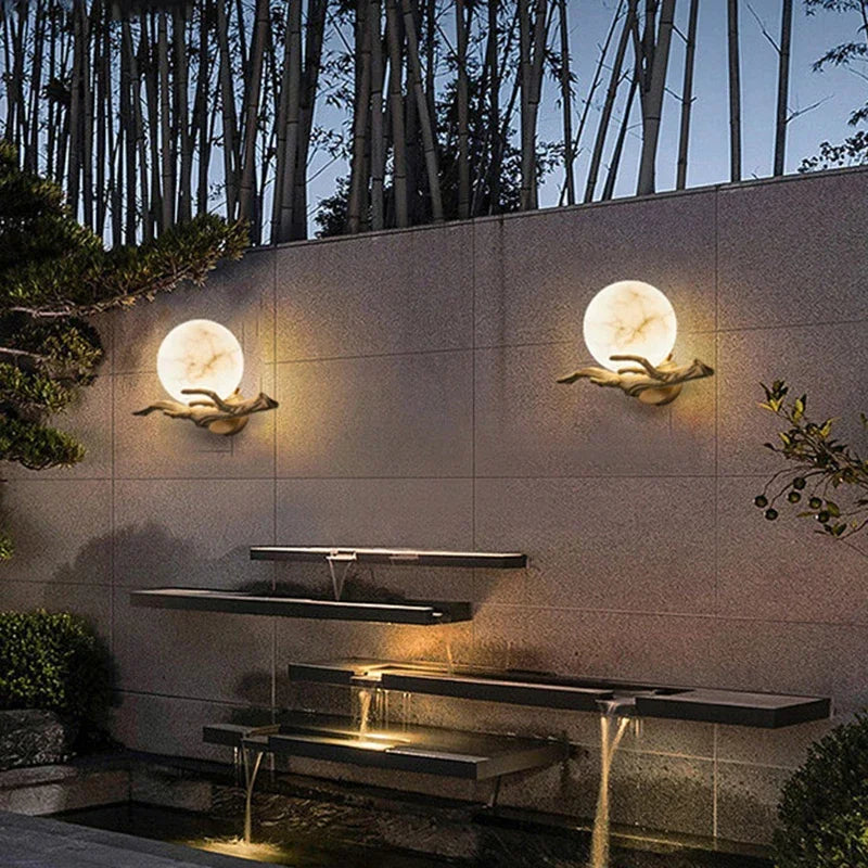 Carrara Marble Outdoor Wall Sconce
