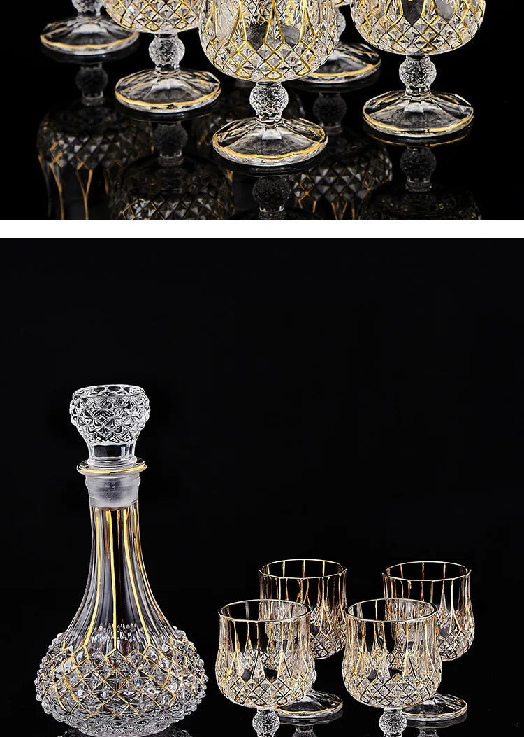 High-end European classical crystal glass liquor bottle foreign wine glass household whiskey glass set spirits glass wine set Julia M LifeStyles