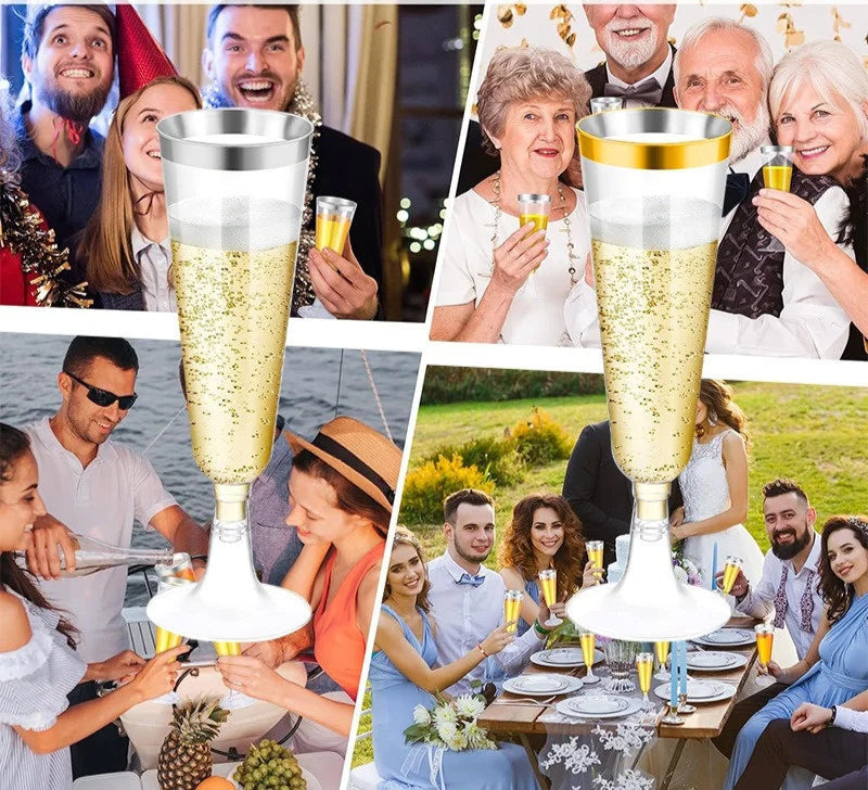 15/25/50pcs 150ml Disposable Champagne Glasses Cocktail Glasses Plastic Tall Glasses Martini Glasses for Weddings Party Julia M LifeStyles