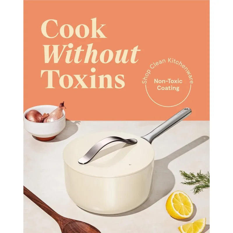 Sauce Pan with Lid (3 qt) - Non Toxic, PTFE & PFOA Free - Oven Safe & Compatible with All Stovetops (Ga Julia M Home & Kitchen