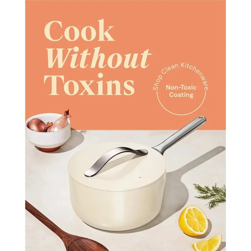 Sauce Pan with Lid (3 qt) - Non Toxic, PTFE & PFOA Free - Oven Safe & Compatible with All Stovetops (Ga Julia M Home & Kitchen