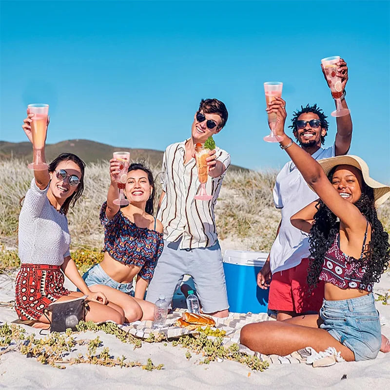 15/25/50pcs 150ml Disposable Champagne Glasses Cocktail Glasses Plastic Tall Glasses Martini Glasses for Weddings Party Julia M LifeStyles