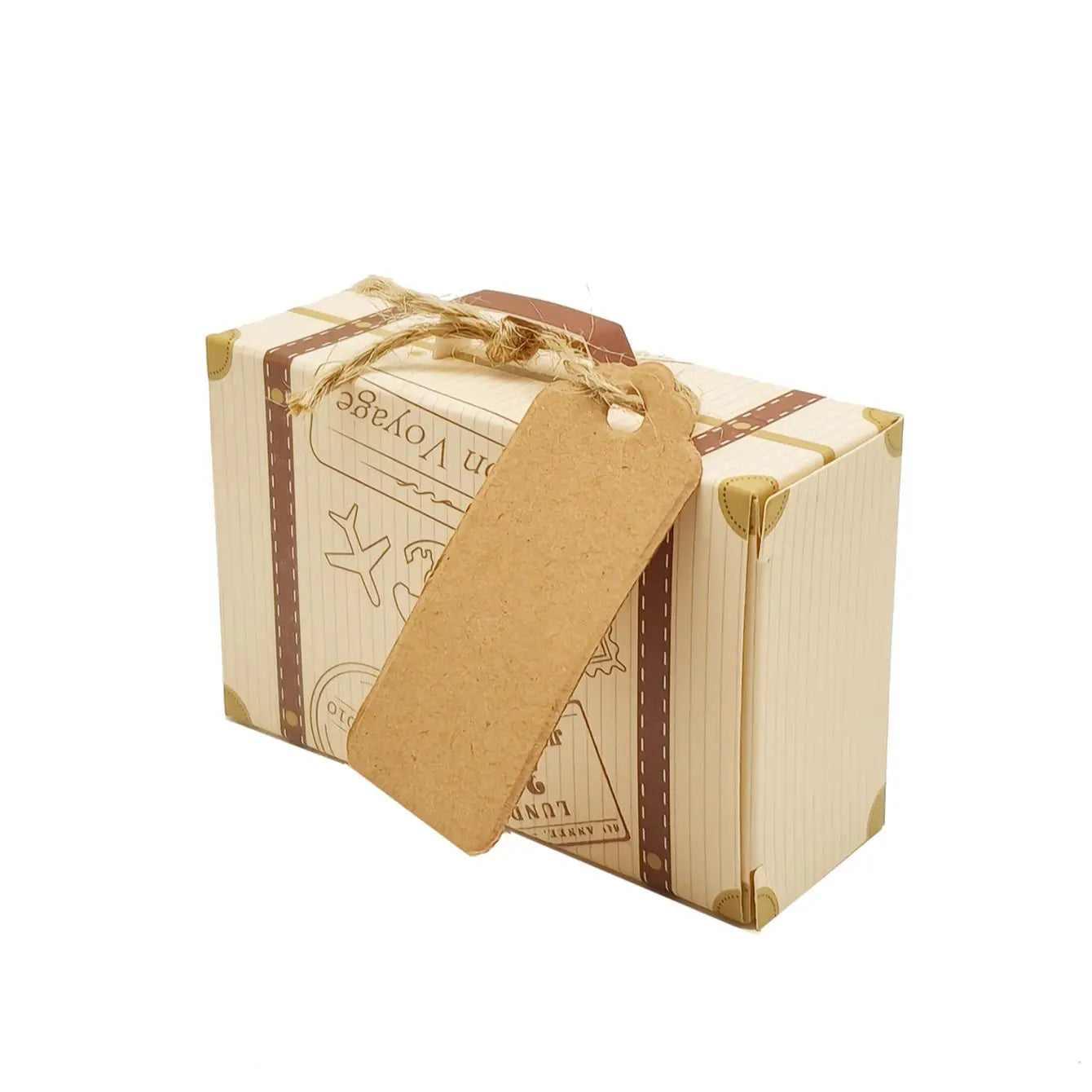 10pcs Luggage with Hemp Rope Tag Packaging Box