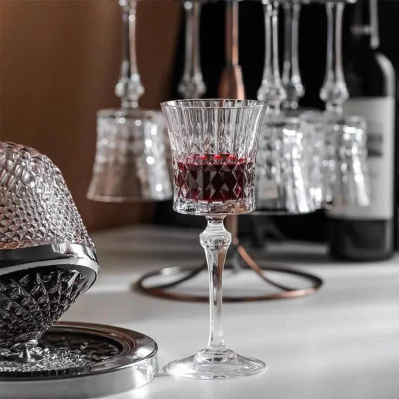 Crystal Elegance Red Wine Glass Set with Silk Iceberg Decanter Julia M Home & Kitchen