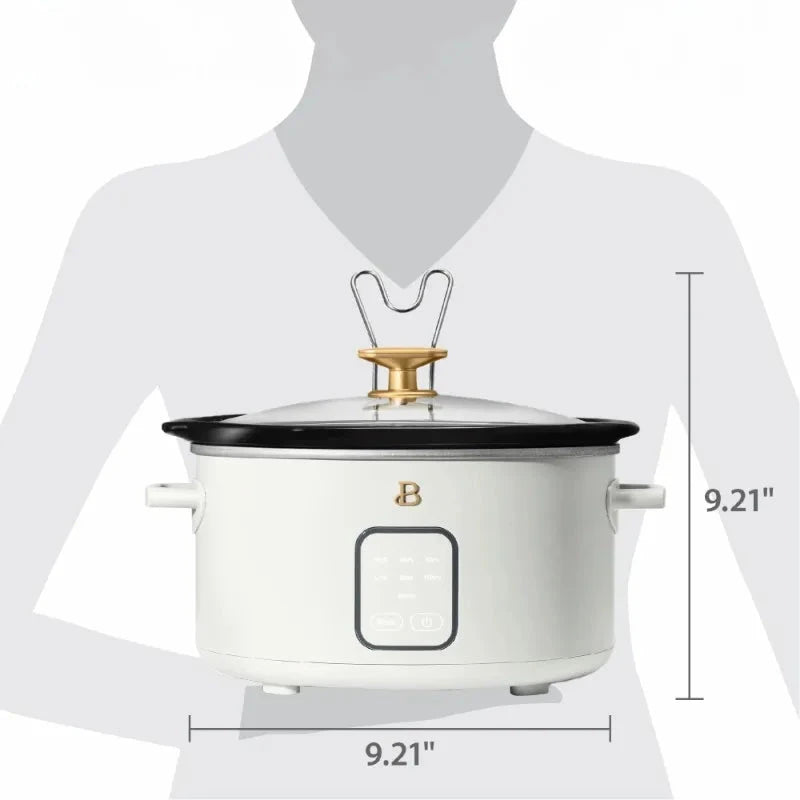 Drew Barrymore Beautiful 4Qt Touch-Activated Slow Cooker - White Icing Julia M LifeStyles