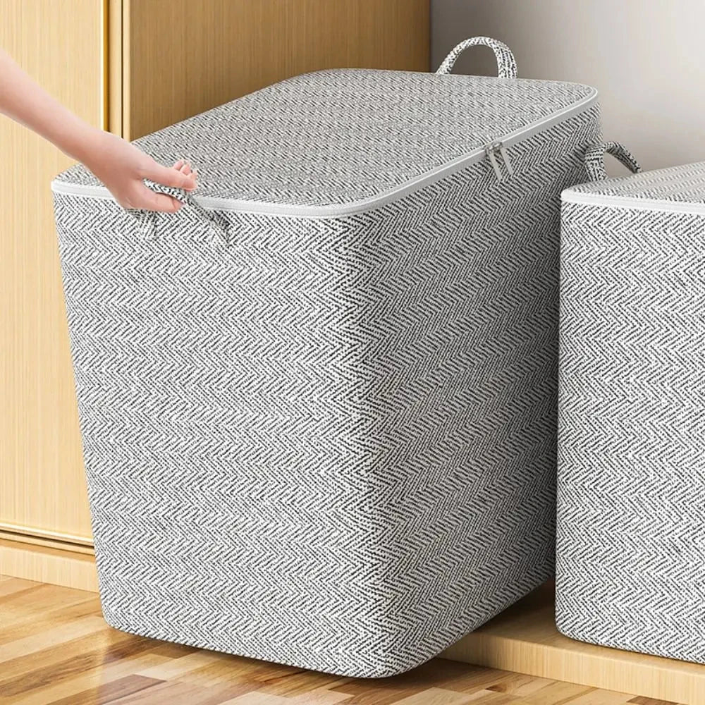 Non-woven Quilt Storage Bag with Lids Zipper Foldable Clothes Quilt Bins Container Large Capacity Dust-proof Bag Organize - Julia M LifeStyles