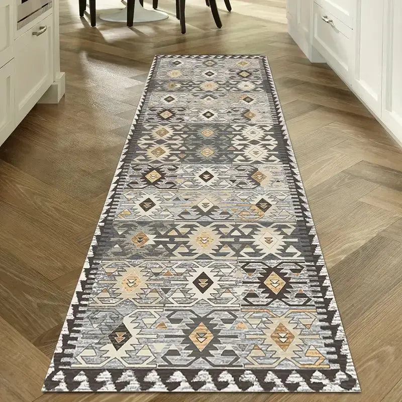 Bohemian Corridor Carpet Geometric Pattern Crystal Velvet Floor Mat - Julia M LifeStyles