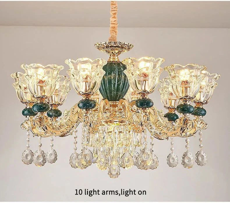 LED Crystal Ceramic Retro Ceiling Chandelier - European Style Luxury Lamp - Julia M LifeStyles