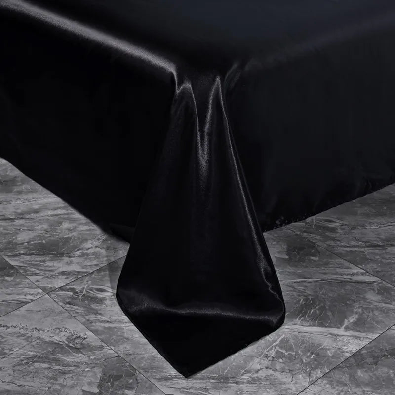 Soft 100% Imitate Silk Satin Duver Cover Sheet Pillow shams Multiple Colors Twin Double (1Duvet Cover+1FlatSheet+2Pillowcases) Julia M LifeStyles